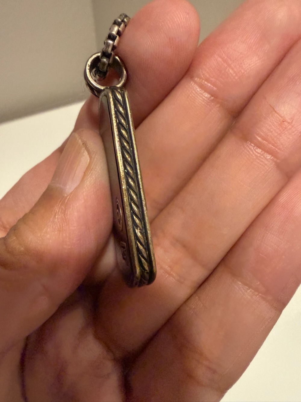 David Yurman Black and Silver Onyx Dog Tag Pendant Necklace - Picture 5 of 5